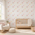 Spring Daisies, peel and stick wallpaper styled on a feature wall