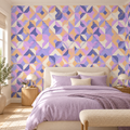 Pastel Geometry, peel and stick wallpaper styled on a feature wall