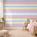 Pastel Parade, peel and stick wallpaper styled on a feature wall