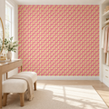 Peach Zigzag, peel and stick wallpaper styled on a feature wall