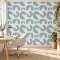 Pebble Shapes, peel and stick wallpaper styled on a feature wall
