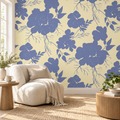 Periwinkle Blossoms, peel and stick wallpaper styled on a feature wall