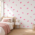 Petal Drift peel and stick wallpaper styled on a feature wall