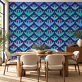 Petal Geometry, peel and stick wallpaper styled on a feature wall