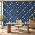 Petal Lattice, peel and stick wallpaper styled on a feature wall