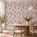 Petal Sprigs, peel and stick wallpaper styled on a feature wall
