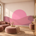 Pink Mirage, wallpaper mural styled on a feature wall