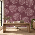 Plum Blossoms, peel and stick wallpaper styled on a feature wall