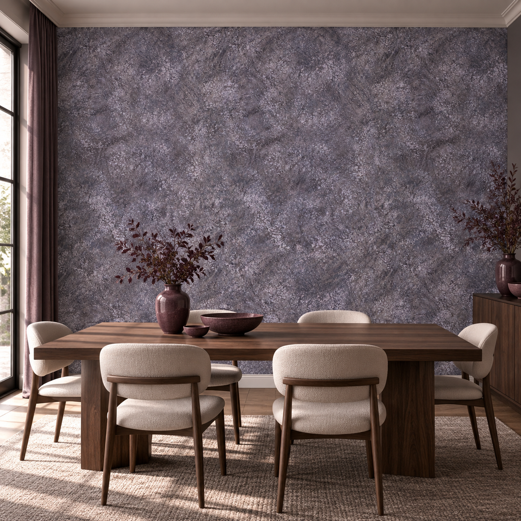 Plum Plaster, peel and stick wallpaper styled on a feature wall