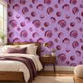 Plum Shells peel and stick wallpaper styled on a feature wall