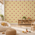 Poppy Dot, peel and stick wallpaper styled on a feature wall