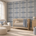 Powder Plaid, peel and stick wallpaper styled on a feature wall