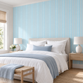 Powder Stripes, peel and stick wallpaper styled on a feature wall