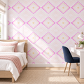 Prism Diamonds peel and stick wallpaper styled on a feature wall