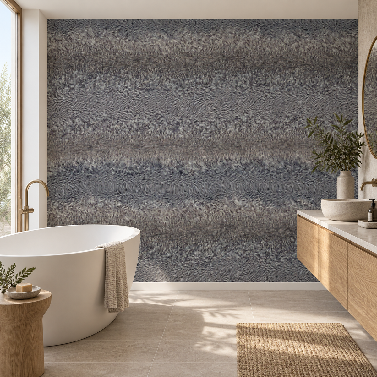 Quartz Vein, peel and stick wallpaper styled on a feature wall