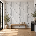 Ribbon Columns, peel and stick wallpaper styled on a feature wall
