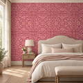 Rosette Tapestry, peel and stick wallpaper styled on a feature wall