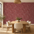Rosewood Herringbone, peel and stick wallpaper styled on a feature wall