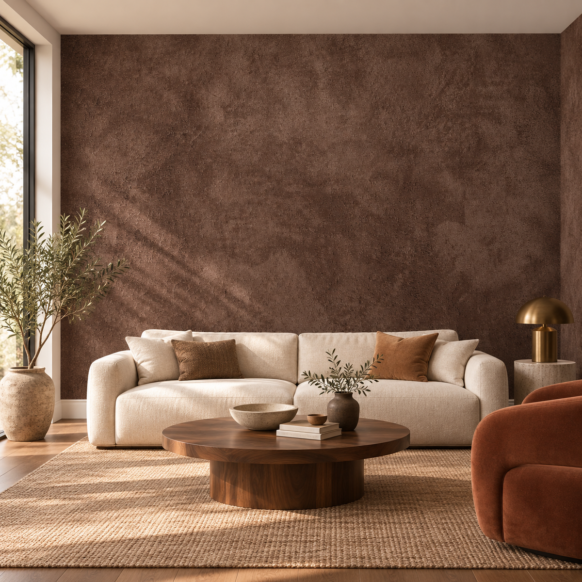 Rust Patina, peel and stick wallpaper styled on a feature wall