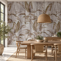 Rustic Tropics, peel and stick wallpaper styled on a feature wall