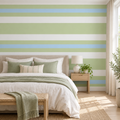 Sage Horizon, peel and stick wallpaper styled on a feature wall