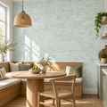 Sage Patina, peel and stick wallpaper styled on a feature wall