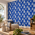 Sailing Pattern, peel and stick wallpaper styled on a feature wall