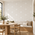 Sand Links, peel and stick wallpaper styled on a feature wall