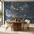 Sapphire Marble, peel and stick wallpaper styled on a feature wall