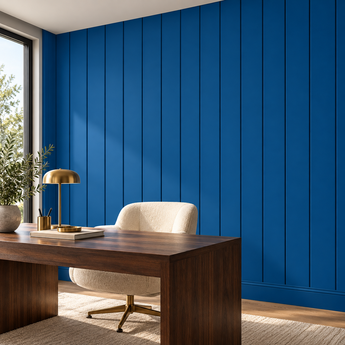Sapphire Panels, peel and stick wallpaper styled on a feature wall