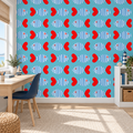 Sardine Stripe peel and stick wallpaper styled on a feature wall