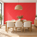 Scarlet Rhythm, peel and stick wallpaper styled on a feature wall