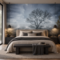 Silent Moor peel and stick wallpaper mural styled on a feature wall