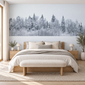 Winter Stillness peel and stick wallpaper mural styled on a feature wall