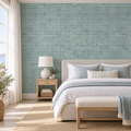 Seafoam Weave, peel and stick wallpaper styled on a feature wall