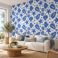 Seaside Icons, peel and stick wallpaper styled on a feature wall