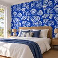 Shell Tapestry, peel and stick wallpaper styled on a feature wall