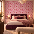 Blush Shells peel and stick wallpaper styled on a feature wall