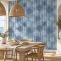 Shell Stripe, peel and stick wallpaper styled on a feature wall