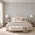 Shimmered Strands, peel and stick wallpaper styled on a feature wall