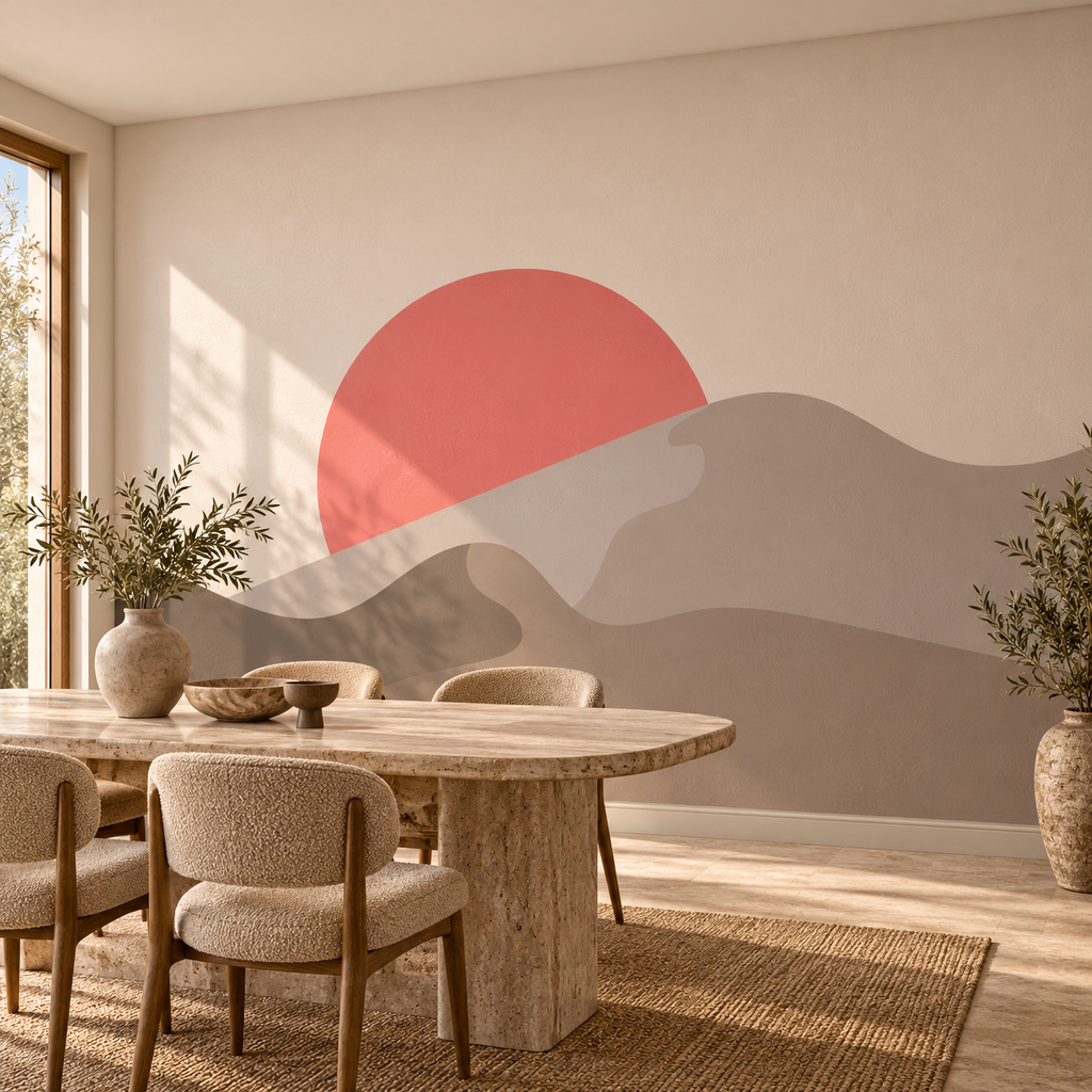 Silent Dunes, wallpaper mural styled on a feature wall