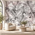 Silver Palms, peel and stick wallpaper styled on a feature wall
