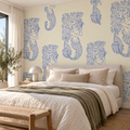 Siren Sketch, peel and stick wallpaper styled on a feature wall