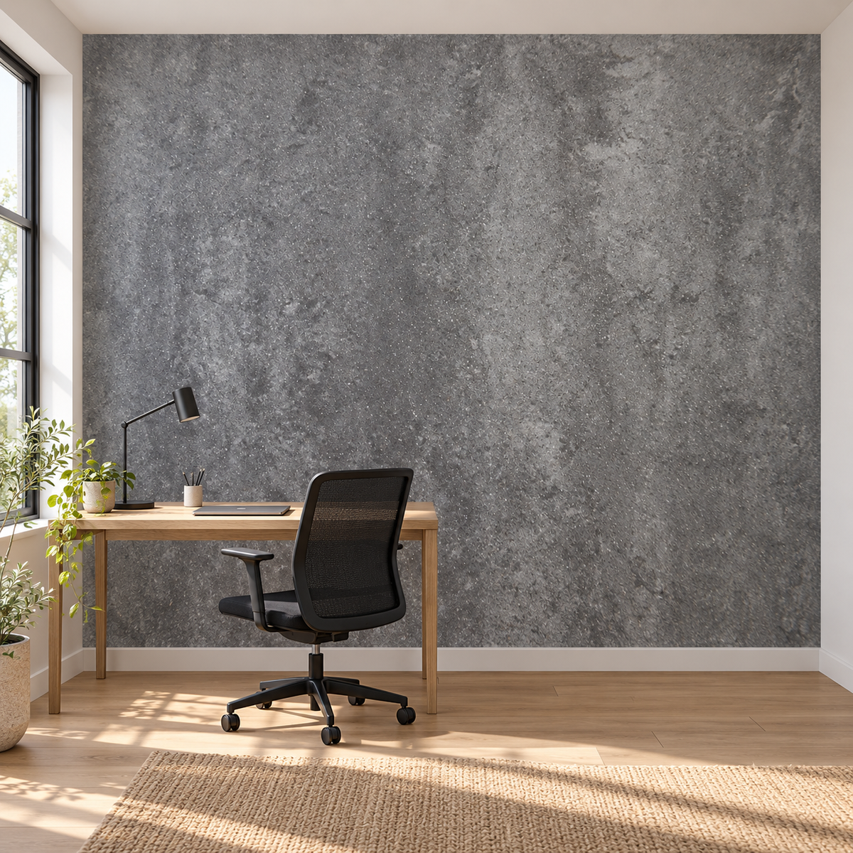 Slate Texture, peel and stick wallpaper styled on a feature wall