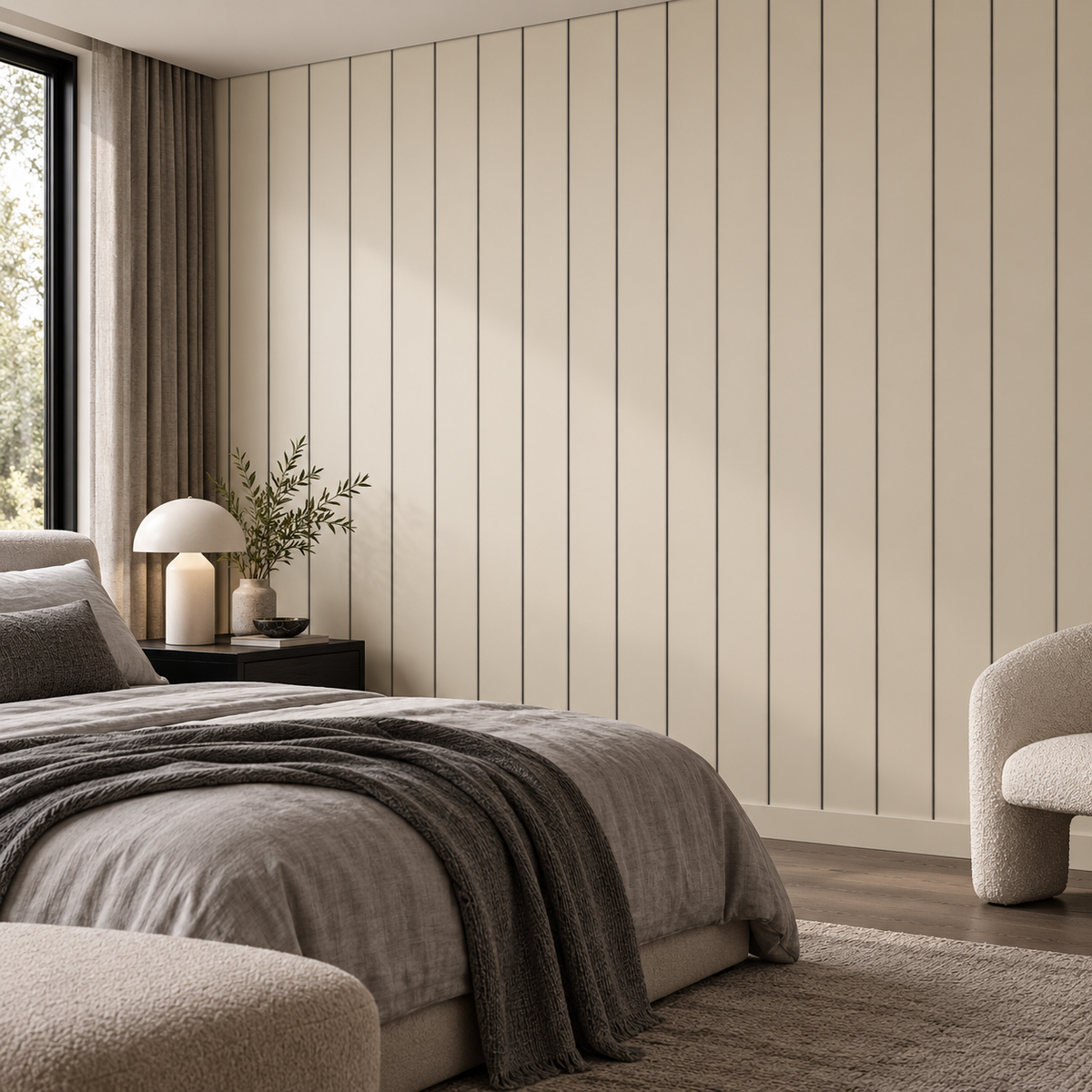 Smoke Panels, peel and stick wallpaper styled on a feature wall