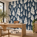 Spiral Shells, peel and stick wallpaper styled on a feature wall