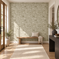 Stone Mosaic, peel and stick wallpaper styled on a feature wall
