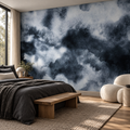 Storm Cloud, peel and stick wallpaper styled on a feature wall