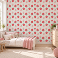 Strawberry Blush peel and stick wallpaper styled on a feature wall