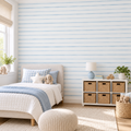 Coastal Stripe, peel and stick wallpaper styled on a feature wall